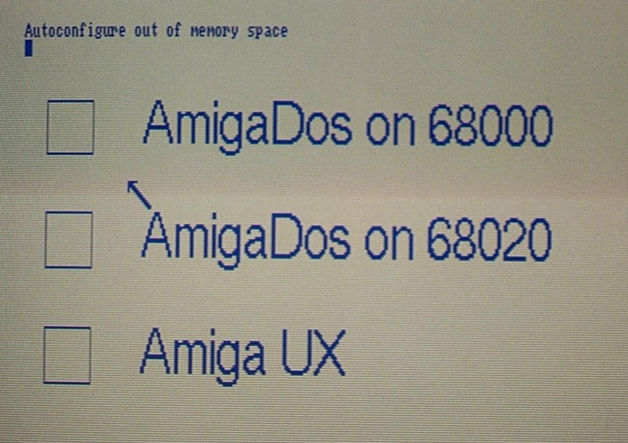 Amiga 2500 (with A2620) boot menu